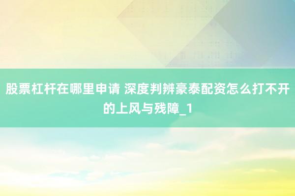 股票杠杆在哪里申请 深度判辨豪泰配资怎么打不开的上风与残障_1