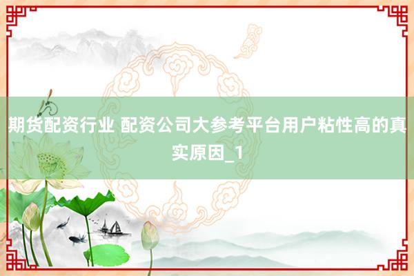 期货配资行业 配资公司大参考平台用户粘性高的真实原因_1