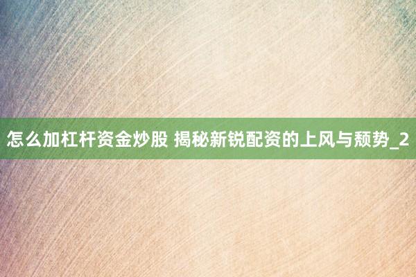怎么加杠杆资金炒股 揭秘新锐配资的上风与颓势_2