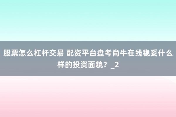 股票怎么杠杆交易 配资平台盘考尚牛在线稳妥什么样的投资面貌？_2