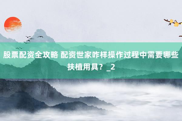 股票配资全攻略 配资世家咋样操作过程中需要哪些扶植用具？_2