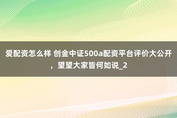 爱配资怎么样 创金中证500a配资平台评价大公开，望望大家皆何如说_2