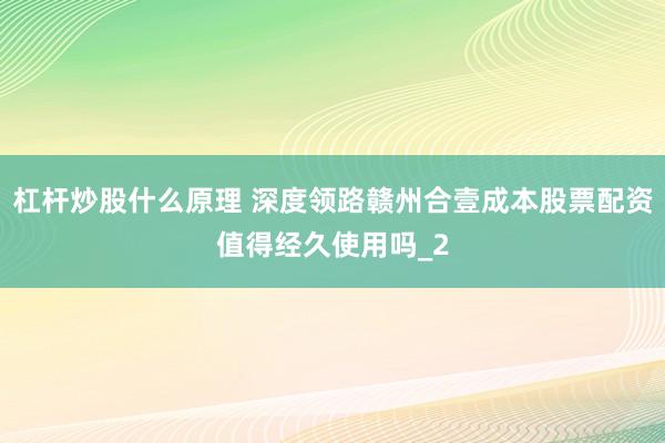 杠杆炒股什么原理 深度领路赣州合壹成本股票配资值得经久使用吗_2