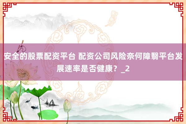 安全的股票配资平台 配资公司风险奈何障翳平台发展速率是否健康？_2
