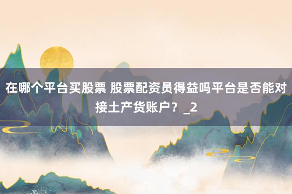 在哪个平台买股票 股票配资员得益吗平台是否能对接土产货账户？_2