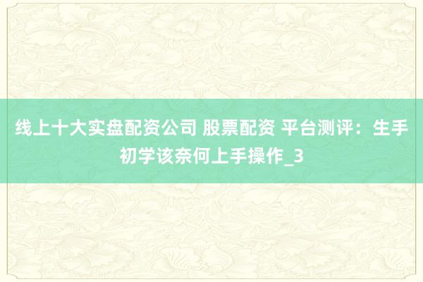 线上十大实盘配资公司 股票配资 平台测评：生手初学该奈何上手操作_3