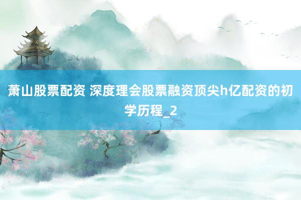 萧山股票配资 深度理会股票融资顶尖h亿配资的初学历程_2