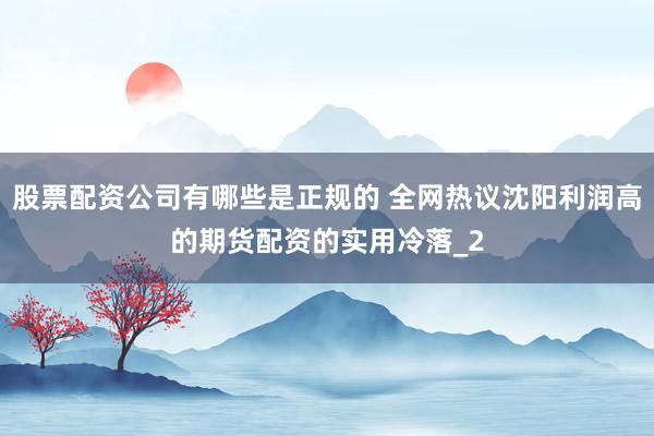股票配资公司有哪些是正规的 全网热议沈阳利润高的期货配资的实用冷落_2