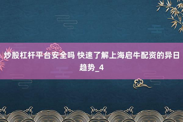 炒股杠杆平台安全吗 快速了解上海启牛配资的异日趋势_4