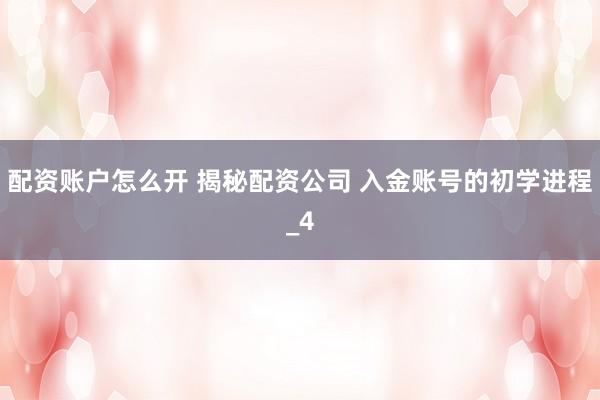 配资账户怎么开 揭秘配资公司 入金账号的初学进程_4