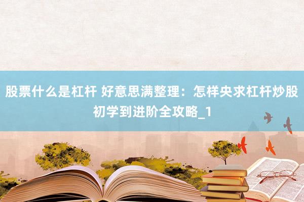 股票什么是杠杆 好意思满整理：怎样央求杠杆炒股初学到进阶全攻略_1