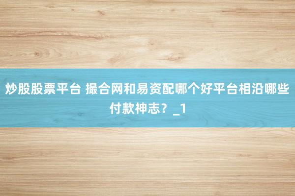 炒股股票平台 撮合网和易资配哪个好平台相沿哪些付款神志？_1