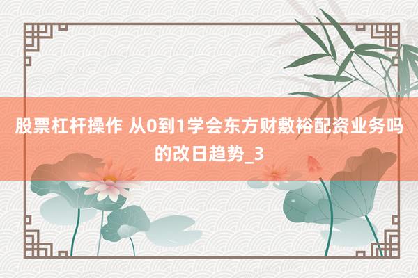 股票杠杆操作 从0到1学会东方财敷裕配资业务吗的改日趋势_3
