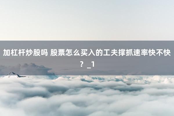 加杠杆炒股吗 股票怎么买入的工夫撑抓速率快不快？_1