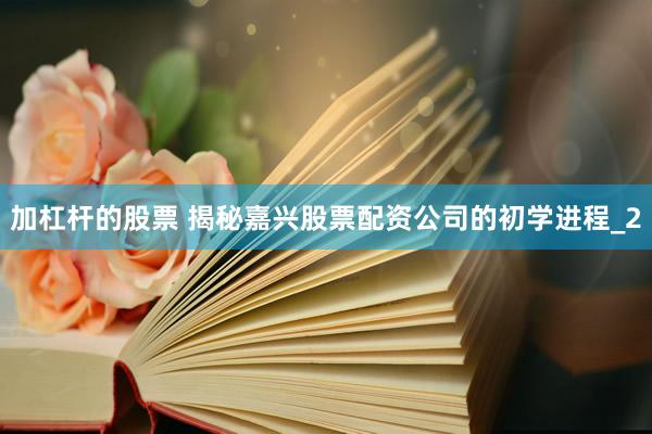 加杠杆的股票 揭秘嘉兴股票配资公司的初学进程_2