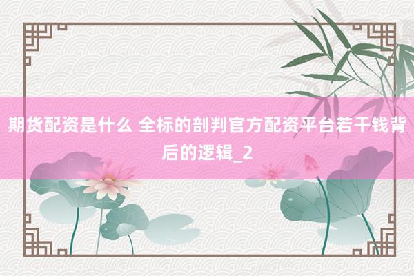 期货配资是什么 全标的剖判官方配资平台若干钱背后的逻辑_2