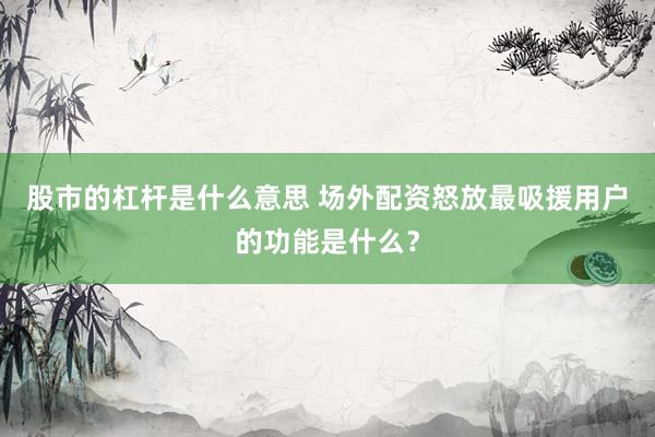 股市的杠杆是什么意思 场外配资怒放最吸援用户的功能是什么？