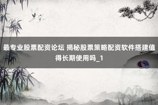 最专业股票配资论坛 揭秘股票策略配资软件搭建值得长期使用吗_1