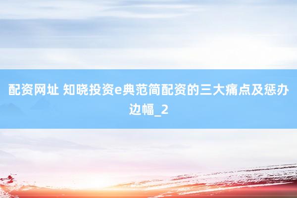 配资网址 知晓投资e典范简配资的三大痛点及惩办边幅_2