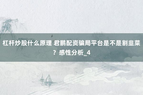 杠杆炒股什么原理 君鹏配资骗局平台是不是割韭菜？感性分析_4