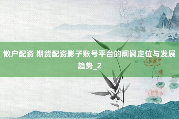 散户配资 期货配资影子账号平台的阛阓定位与发展趋势_2