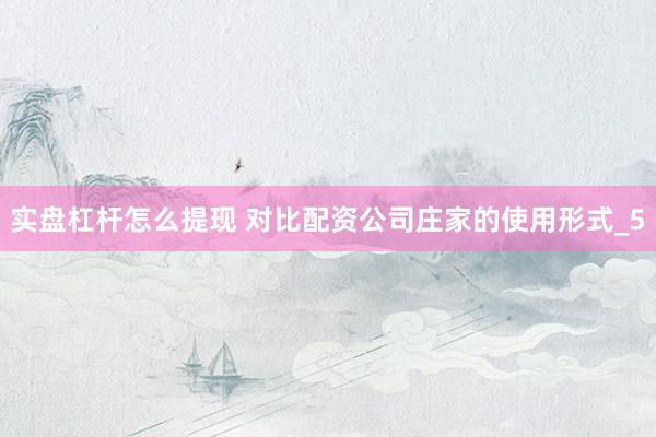 实盘杠杆怎么提现 对比配资公司庄家的使用形式_5