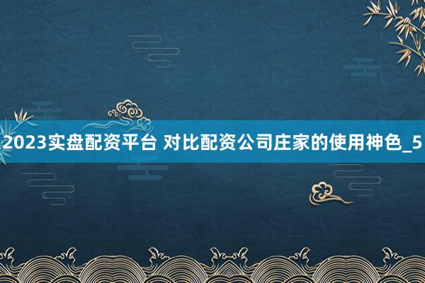 2023实盘配资平台 对比配资公司庄家的使用神色_5