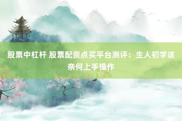 股票中杠杆 股票配资点买平台测评：生人初学该奈何上手操作