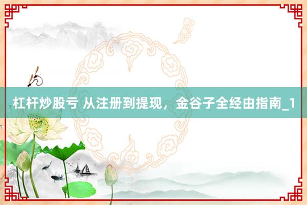 杠杆炒股亏 从注册到提现，金谷子全经由指南_1