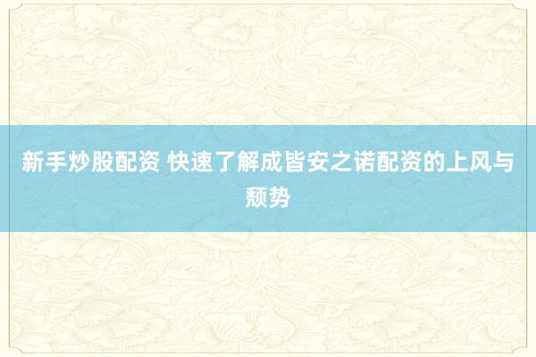 新手炒股配资 快速了解成皆安之诺配资的上风与颓势