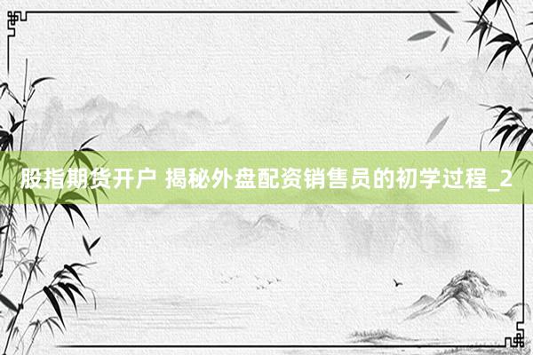 股指期货开户 揭秘外盘配资销售员的初学过程_2
