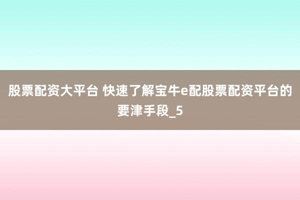 股票配资大平台 快速了解宝牛e配股票配资平台的要津手段_5