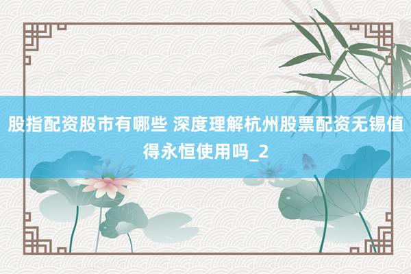 股指配资股市有哪些 深度理解杭州股票配资无锡值得永恒使用吗_2