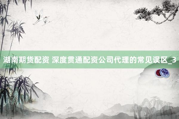 湖南期货配资 深度贯通配资公司代理的常见误区_3