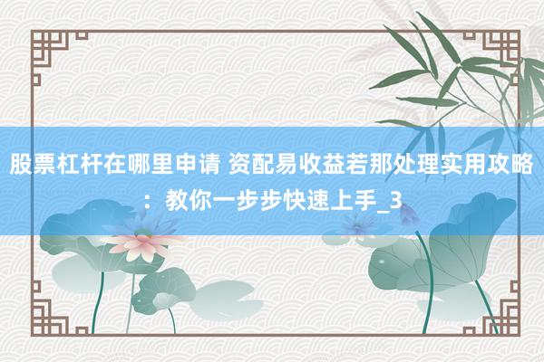 股票杠杆在哪里申请 资配易收益若那处理实用攻略：教你一步步快速上手_3
